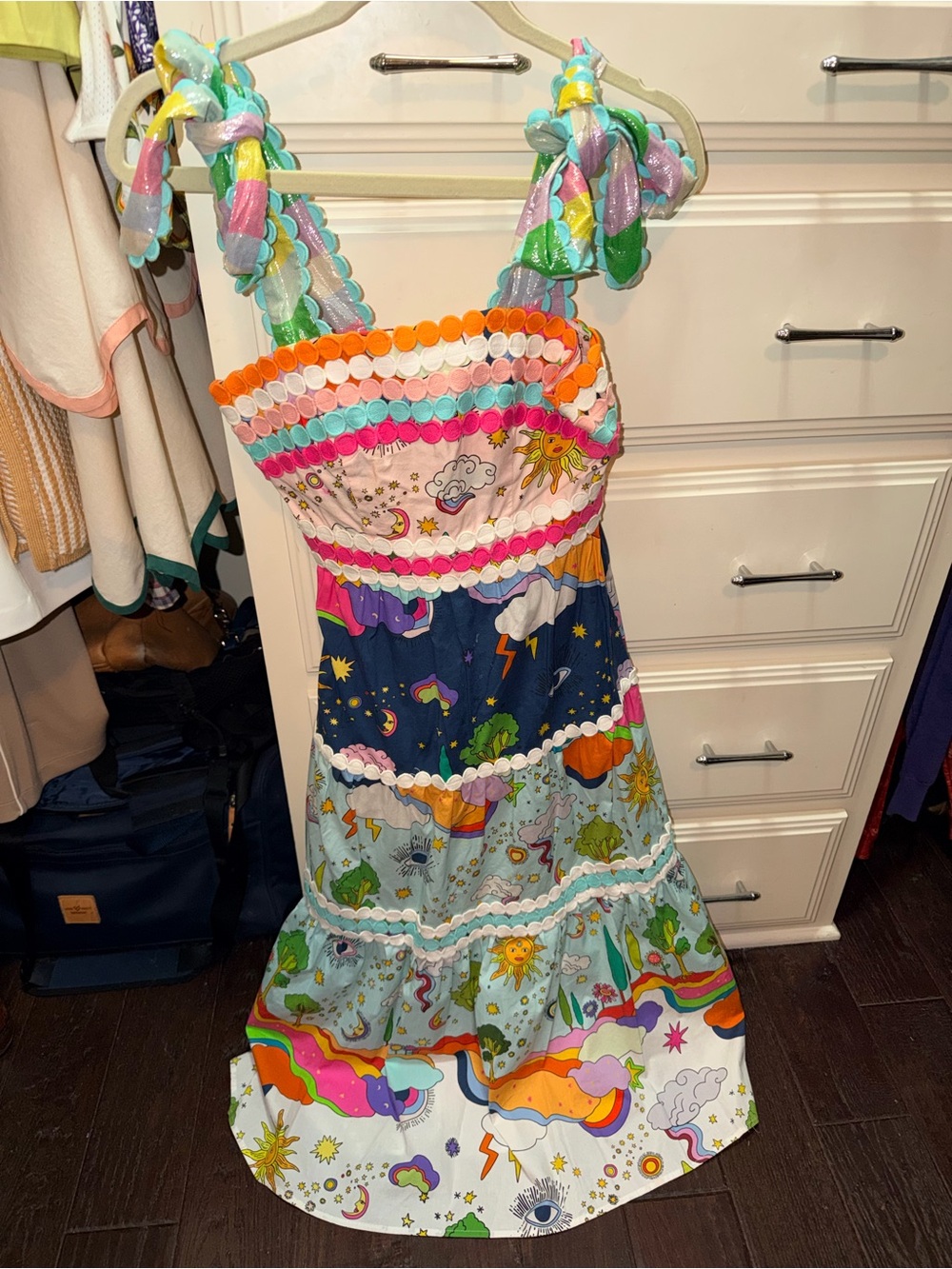 CeliaB Multicolor Tiered Printed Ruffle Strap Dress